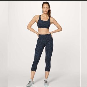 Lululemon Wunder Under Hi-Rise Nouveau Mach Blue Black 21" Crop Legging - Size 6